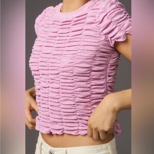 CLEARANCE - Anthropologie Purple & Pink Ruched Women’s Top M | Trendy Chic